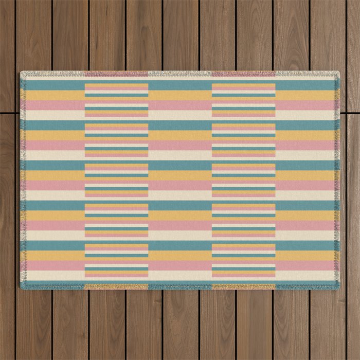 Mixed Stripes Pattern X Retro Summer Outdoor Rug Gallery Image 1