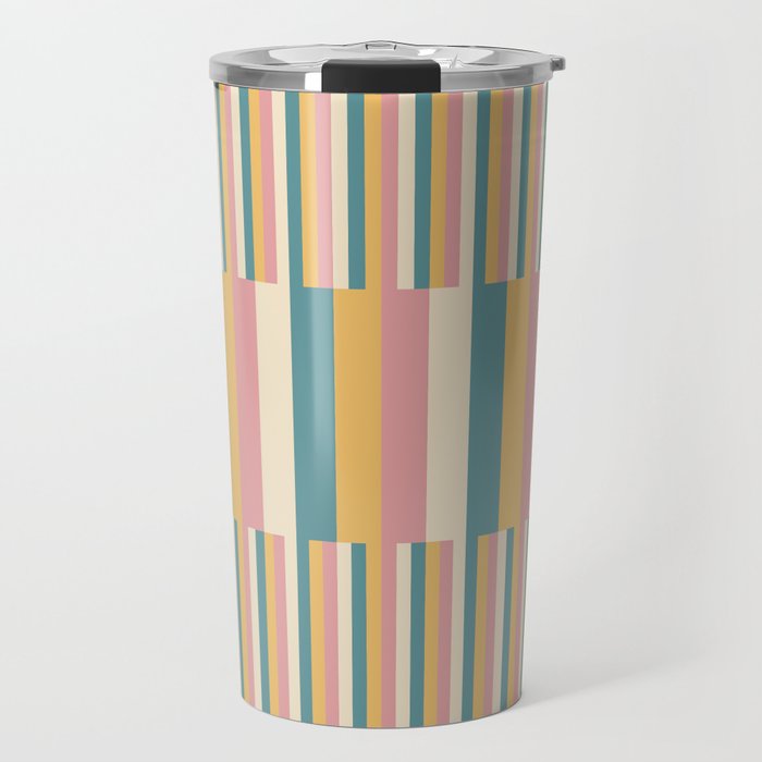Mixed Stripes Pattern X Retro Summer Travel Mug Gallery Image 1