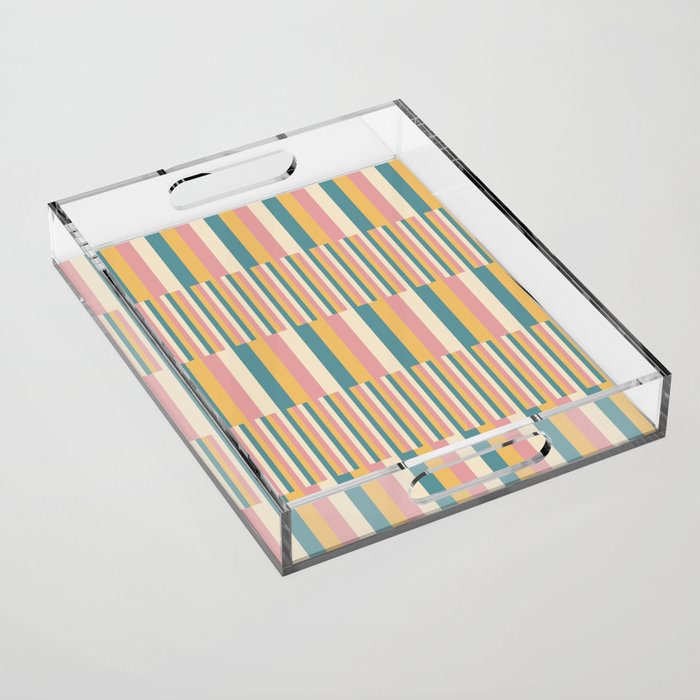 Mixed Stripes Pattern X Retro Summer Acrylic Tray Gallery Image 1