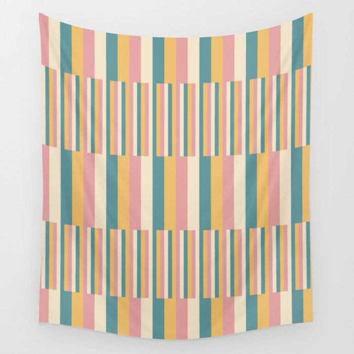 Mixed Stripes Pattern X Retro Summer Wall Tapestry Gallery Image 4