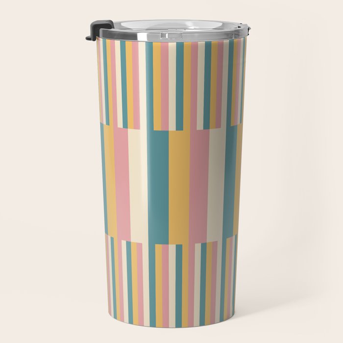Mixed Stripes Pattern X Retro Summer Travel Mug Gallery Image 3