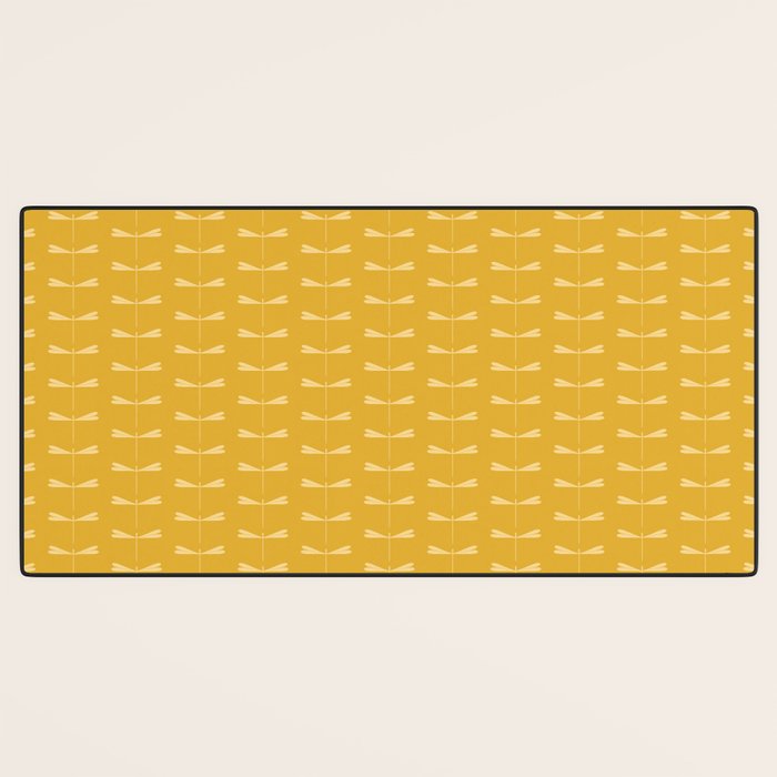 Dragonfly Pattern XIV Golden Yellow Desk Mat Gallery Image 3