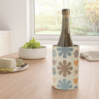 Scandi Floral Grid Retro Flower Pattern in Muted Orange, Slate Blue, Brown, Taupe, and Beige  Wine Chiller Gallery Image 4