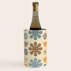 Scandi Floral Grid Retro Flower Pattern in Muted Orange, Slate Blue, Brown, Taupe, and Beige  Wine Chiller Gallery Image 1