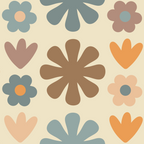 Scandi Floral Grid Retro Flower Pattern in Muted Orange, Slate Blue, Brown, Taupe, and Beige  Coffee Mug Gallery Image 2