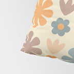 Scandi Floral Grid Retro Flower Pattern in Muted Orange, Slate Blue, Brown, Taupe, and Beige  Pillow Sham Gallery Image 4