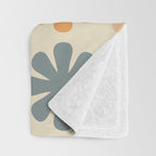 Scandi Floral Grid Retro Flower Pattern in Muted Orange, Slate Blue, Brown, Taupe, and Beige  Throw Blanket Gallery Image 3