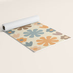 Scandi Floral Grid Retro Flower Pattern in Muted Orange, Slate Blue, Brown, Taupe, and Beige  Yoga Mat Gallery Image 2