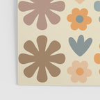 Scandi Floral Grid Retro Flower Pattern in Muted Orange, Slate Blue, Brown, Taupe, and Beige  Poster Gallery Image 3