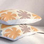 Scandi Floral Grid Retro Flower Pattern in Muted Orange, Slate Blue, Brown, Taupe, and Beige  Pillow Sham Gallery Image 3