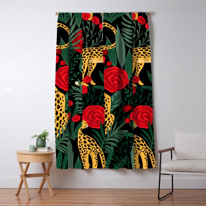 Leopards & Roses Pattern Window Curtain Gallery Image 5