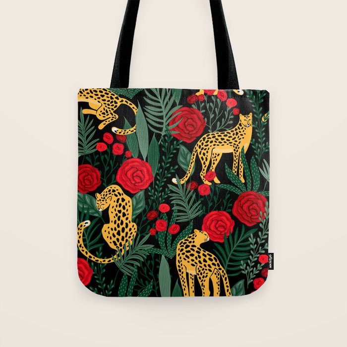 Leopards & Roses Pattern Tote Bag Gallery Image 1