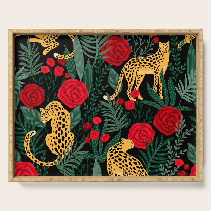 Leopards & Roses Pattern Serving Tray Gallery Image 1