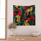Leopards & Roses Pattern Wall Tapestry Gallery Image 2
