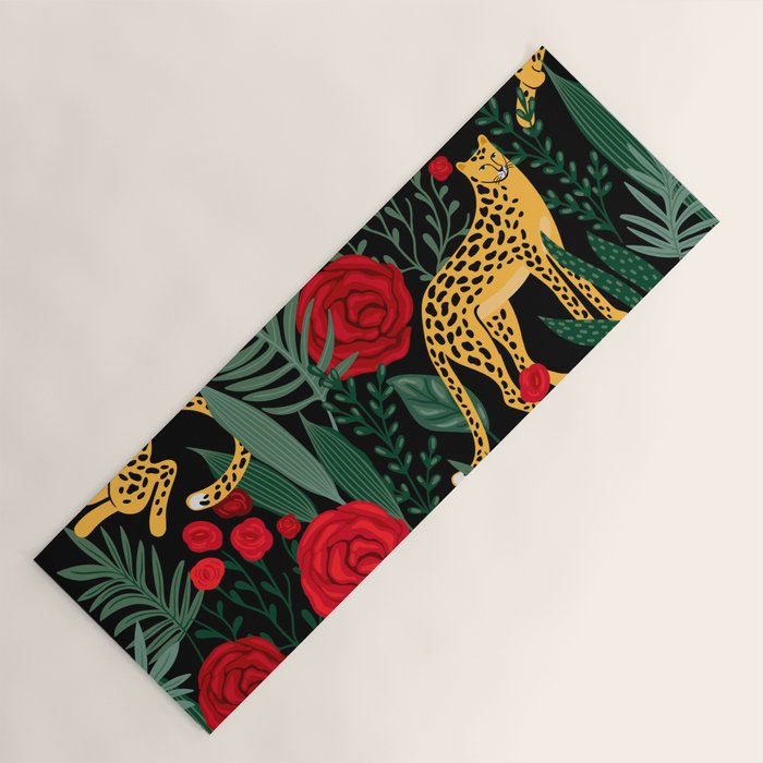 Leopards & Roses Pattern Yoga Mat Gallery Image 1