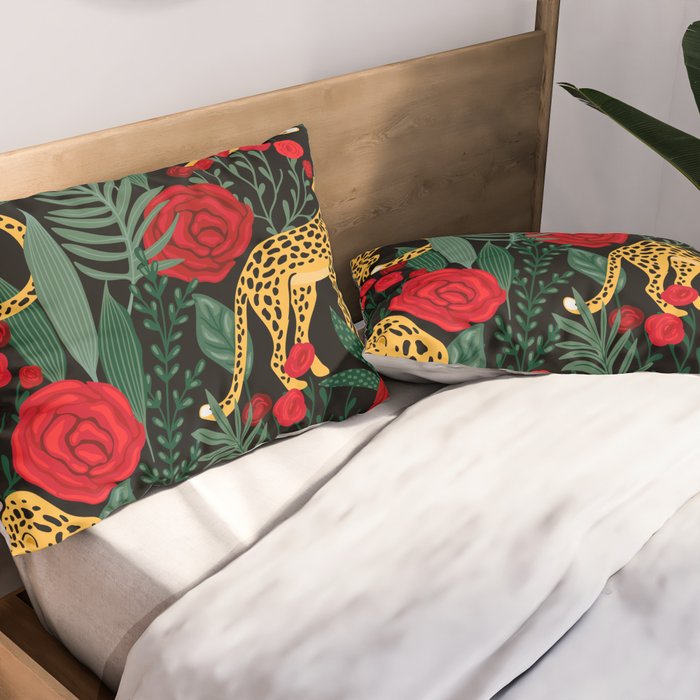 Leopards & Roses Pattern Pillow Sham Gallery Image 2