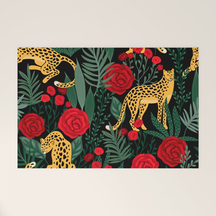 Leopards & Roses Pattern Welcome Mat Gallery Image 1