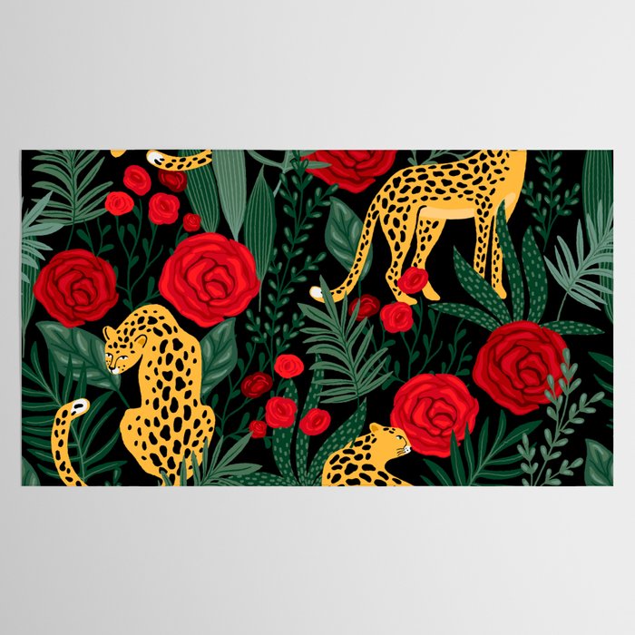 Leopards & Roses Pattern Tablecloth Gallery Image 2
