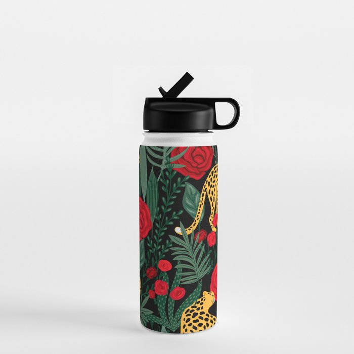 Leopards & Roses Pattern Water Bottle Gallery Image 1