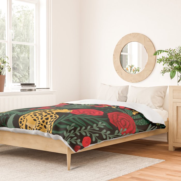 Leopards & Roses Pattern Duvet Cover Gallery Image 2