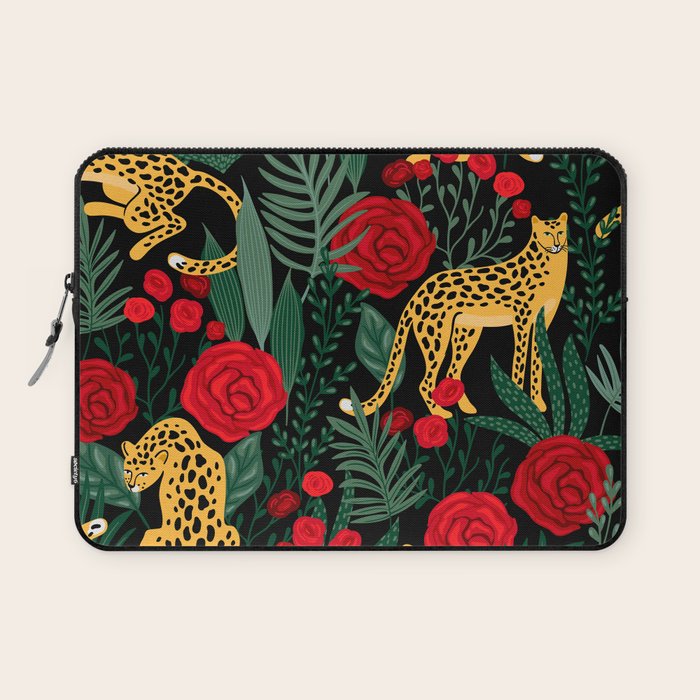 Leopards & Roses Pattern Laptop Sleeve Gallery Image 1
