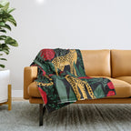 Leopards & Roses Pattern Throw Blanket Gallery Image 1