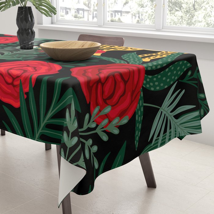 Leopards & Roses Pattern Tablecloth Gallery Image 3