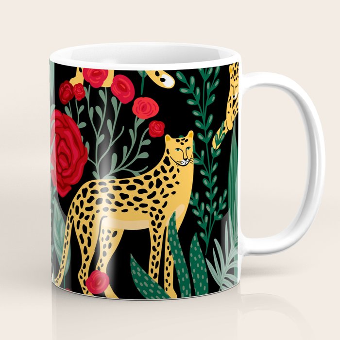 Leopards & Roses Pattern Coffee Mug Gallery Image 1