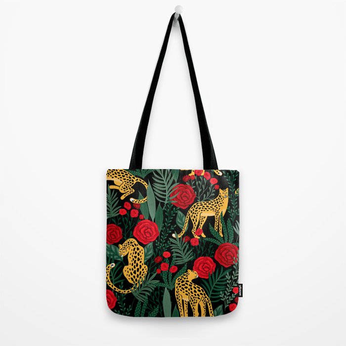 Leopards & Roses Pattern Tote Bag Gallery Image 2