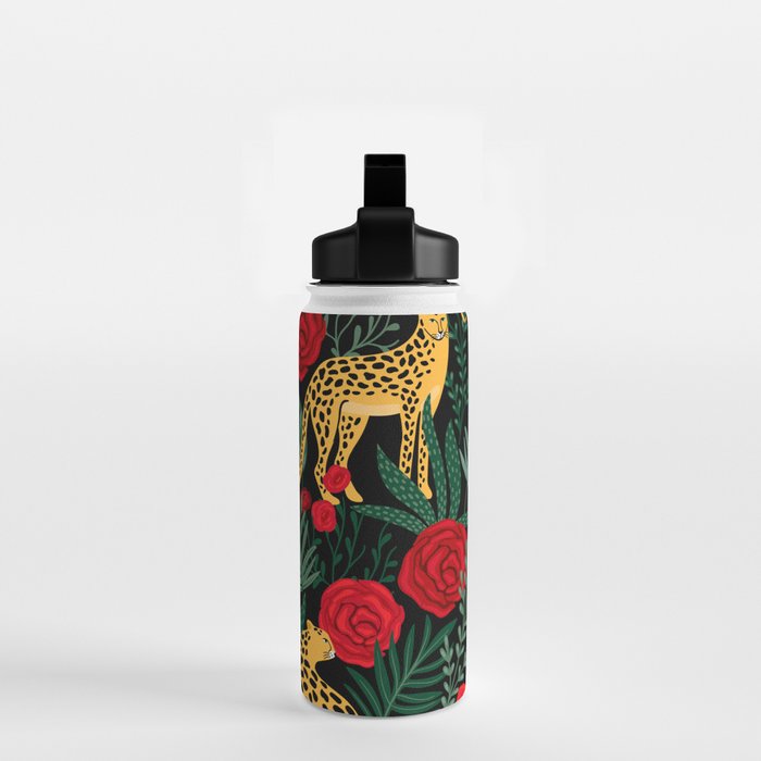 Leopards & Roses Pattern Water Bottle Gallery Image 2