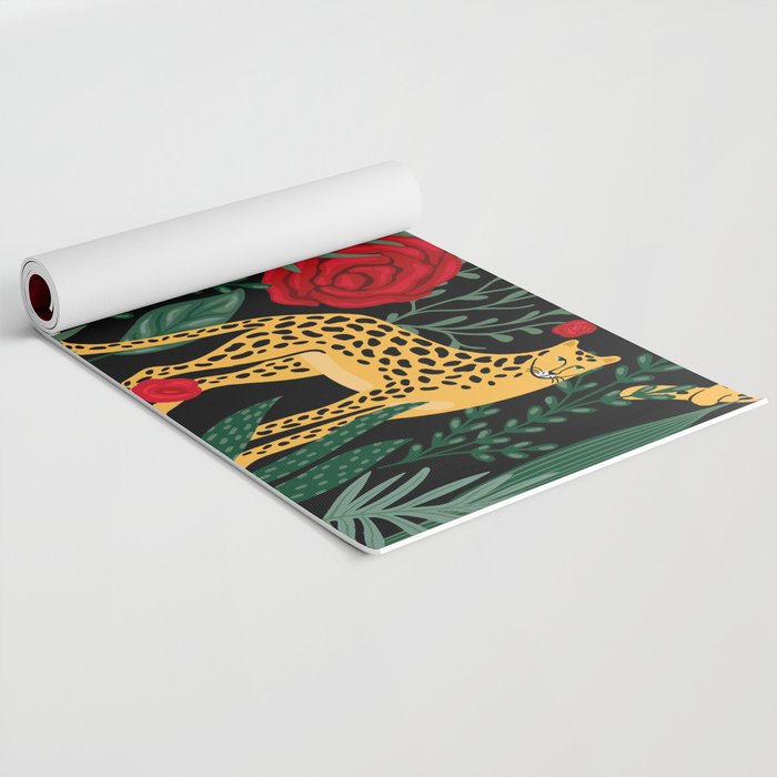Leopards & Roses Pattern Yoga Mat Gallery Image 2