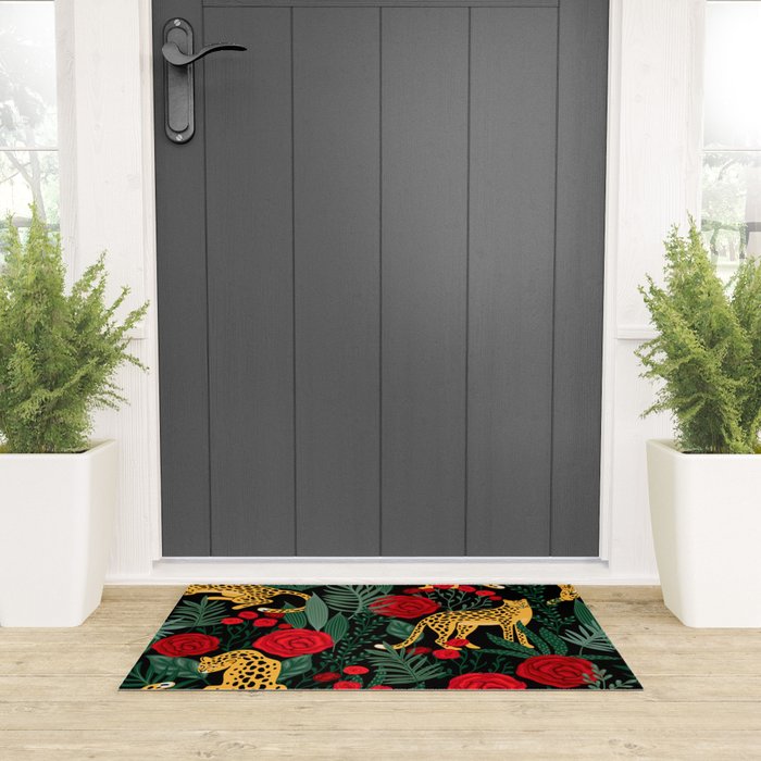 Leopards & Roses Pattern Welcome Mat Gallery Image 3