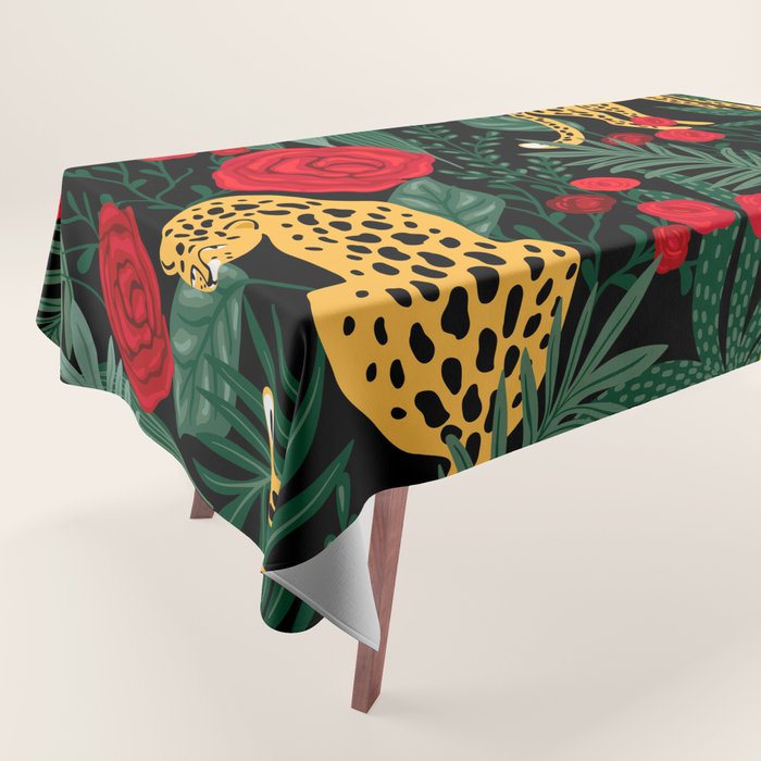 Leopards & Roses Pattern Tablecloth Gallery Image 1