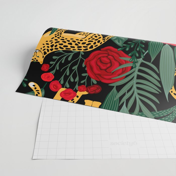 Leopards & Roses Pattern Wrapping Paper Gallery Image 2