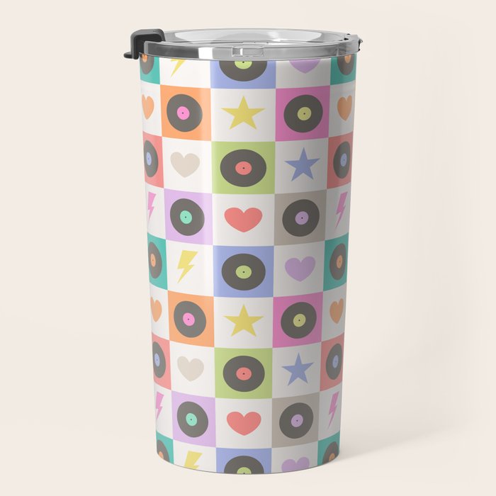 Colorful Checkerboard 80s - Pastel Colors Travel Mug Gallery Image 3