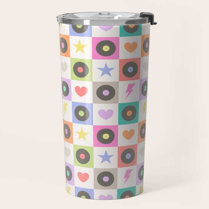Colorful Checkerboard 80s - Pastel Colors Travel Mug Gallery Image 2
