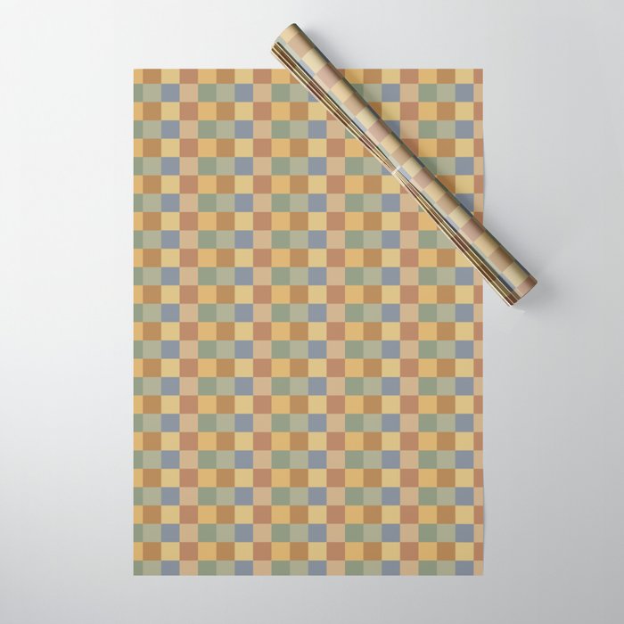 Checkered Multicolor Pattern IV Earthy Rainbow Wrapping Paper Gallery Image 1