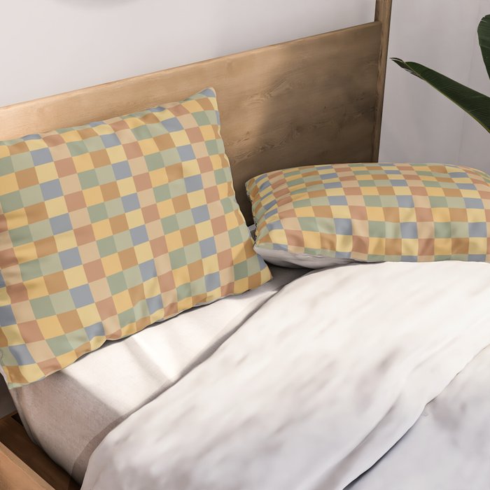 Checkered Multicolor Pattern IV Earthy Rainbow Pillow Sham Gallery Image 2
