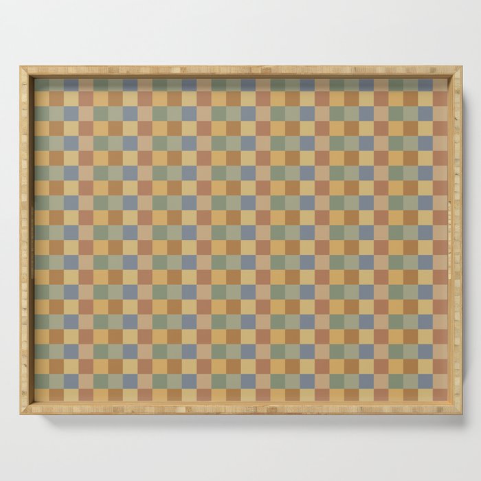 Checkered Multicolor Pattern IV Earthy Rainbow Serving Tray Gallery Image 1