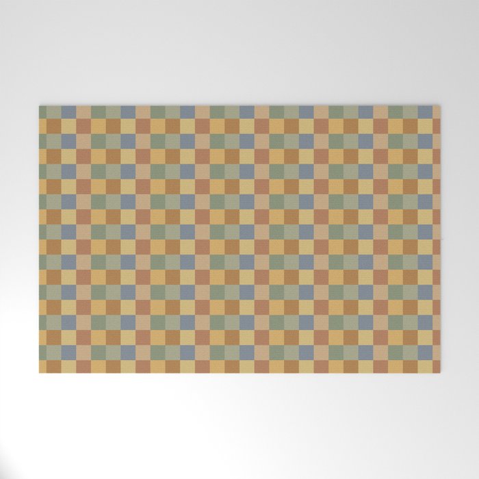 Checkered Multicolor Pattern IV Earthy Rainbow Welcome Mat Gallery Image 1