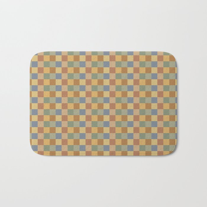 Checkered Multicolor Pattern IV Earthy Rainbow Bath Mat Gallery Image 1