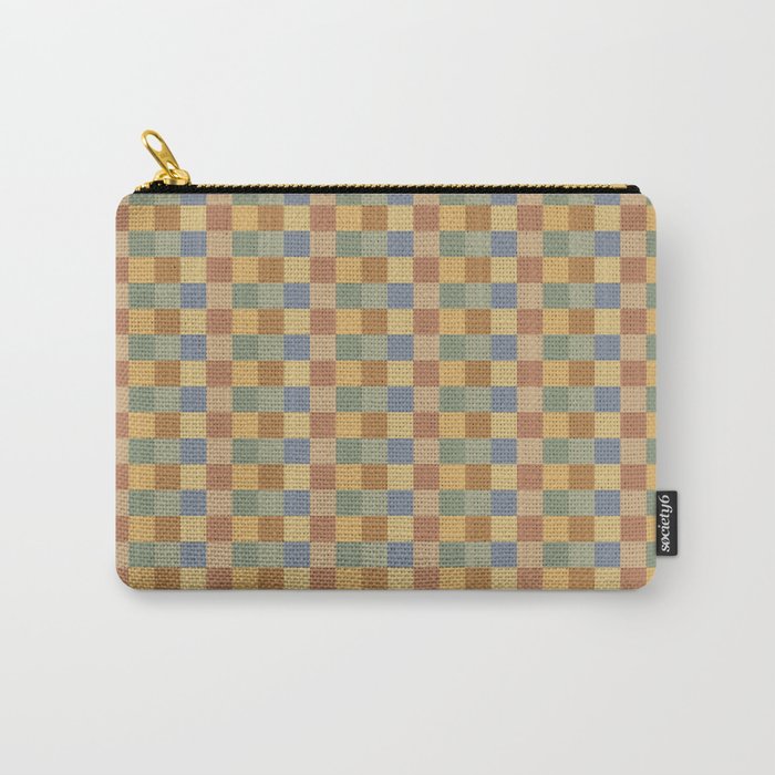Checkered Multicolor Pattern IV Earthy Rainbow Carry All Pouch Gallery Image 1