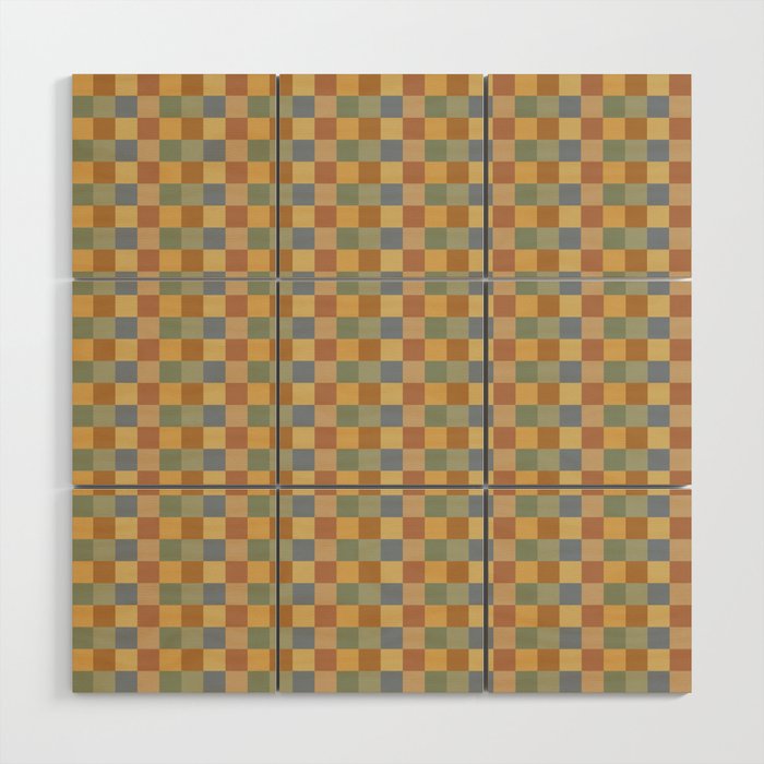 Checkered Multicolor Pattern IV Earthy Rainbow Wood Wall Art Gallery Image 1