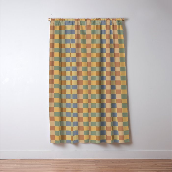 Checkered Multicolor Pattern IV Earthy Rainbow Window Curtain Gallery Image 3