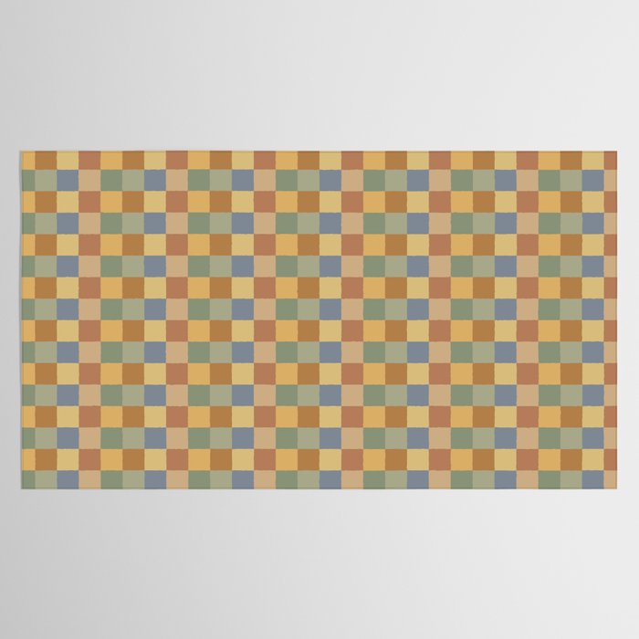 Checkered Multicolor Pattern IV Earthy Rainbow Tablecloth Gallery Image 2