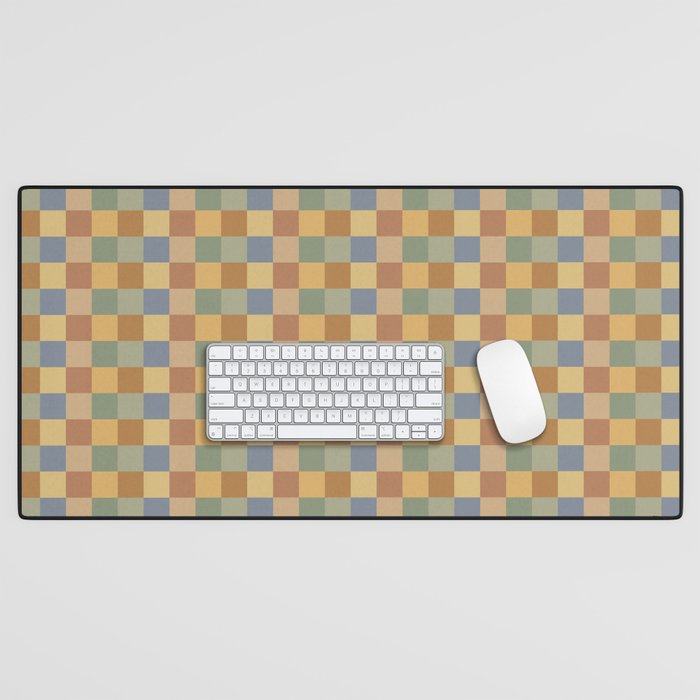 Checkered Multicolor Pattern IV Earthy Rainbow Desk Mat Gallery Image 1