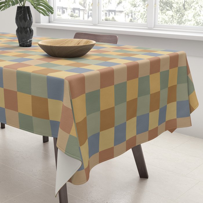 Checkered Multicolor Pattern IV Earthy Rainbow Tablecloth Gallery Image 3
