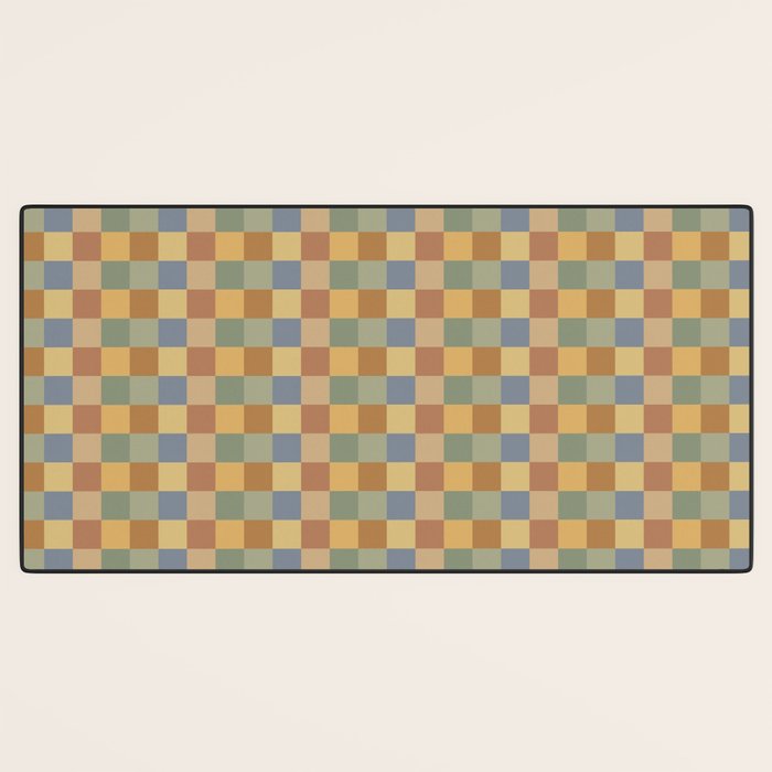 Checkered Multicolor Pattern IV Earthy Rainbow Desk Mat Gallery Image 3