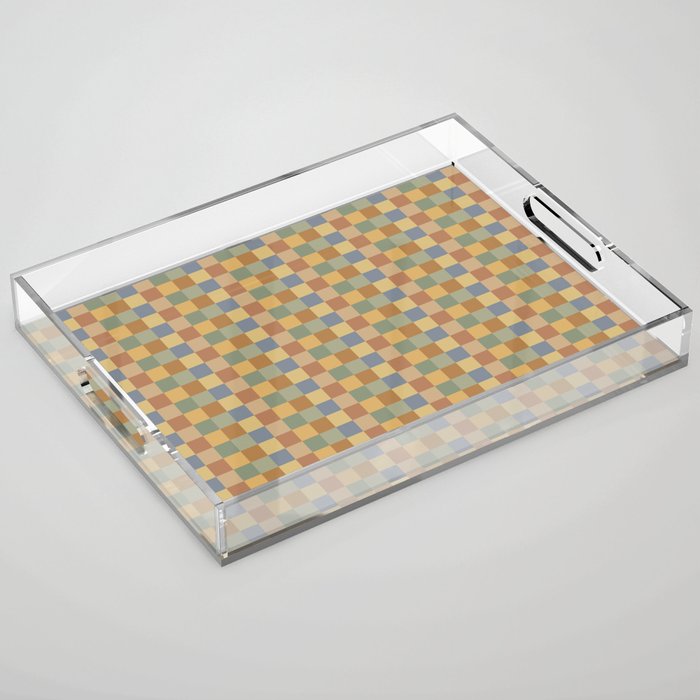 Checkered Multicolor Pattern IV Earthy Rainbow Acrylic Tray Gallery Image 1