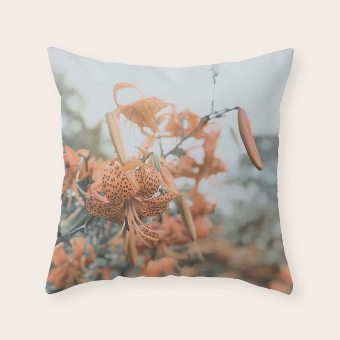 Lily - Orange terra cotta modern botanical floral Throw Pillow Gallery Image 6